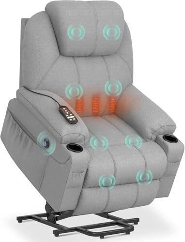 YONISEE Lift chairs recliners for elderly,Recliner Chair with Massage and Heat, Extended Footrest, Heavy Duty Motor Large Recliners for Living Room USB Port, Cup holders, 2 Side Pockets