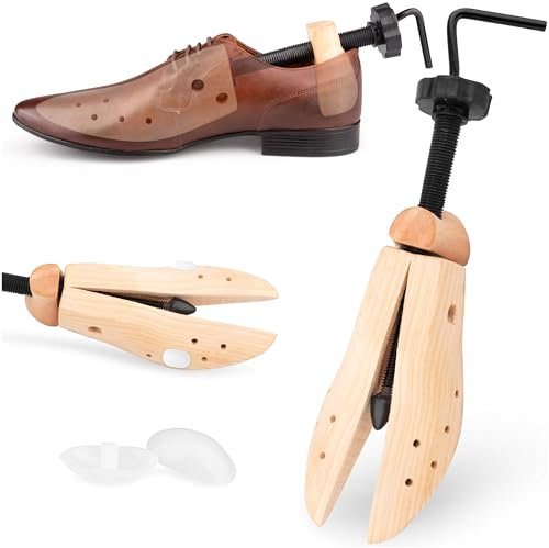 SULPO Schuhspanner aus Buchenholz - Schuhdehner als Knick- und Faltenschutz für Damen und Herren - Schuhweiter - Schuhstrecker - Einstellbare Länge und Breite - Verschiedene Größen