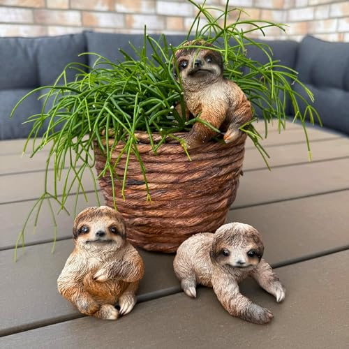 Online Fuchs 3er Set süße Dekofiguren, Gartenfiguren Faultier für draußen geeignet - Wetterfest