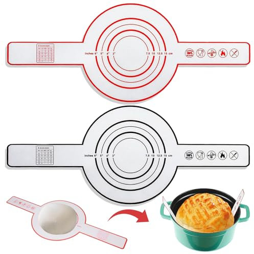2pcs Silicone Bread Sling Dutch, Baking Mat for Dutch Oven, Reusable Handles Bread Baking Sheet Liner