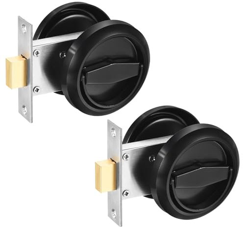 PATIKIL Rotondo Incasso Porta Serratura 2pz Inox Acciaio 304 Nascosta Incasso Coppa Porta Maniglia Mobili Tirelle Chiusura Pomello per Privacy Tasca Porta Armadi Nero