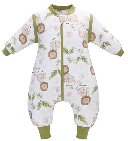 LAT Baby Winter Schlafsack mit Abnehmbare Ärmel Baby Schlafsack mit Füßen 2.5 Tog Kinderschlafsack mit Beinen Winterschlafsack für Jungen Mädchen 6 Monate - 4 Jahre (Löwe, L/ 2-4 Jahre)