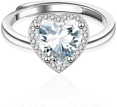 ALEXCRAFT Anelli Argento 925 Donna Anelli Aperti con Pietra Forma Cuore Anelli Argento Fedine Fidanzamento Coppia con Zircone Amicizia Antistress