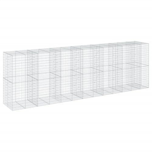vidaXL Gabionkorg med skydd 650x100x200 cm galvaniserat järn, gabionkorg, stenmur, gabionmur, gabionkorgar, stenmurar, gabinmurar, gabionvägg
