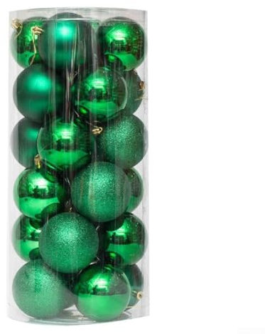 Aprilsunnyzone Lot de 24 boules de Noël à suspendre pour sapin de Noël, décoration de fête de mariage (vert)