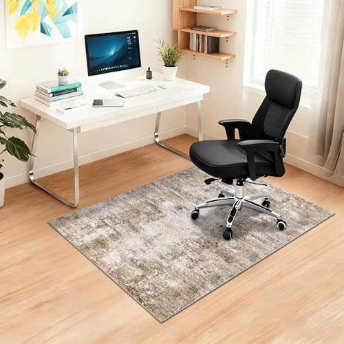 Capslpad Office Chair Mats for Hardwood Floor 90x120cm Non-Slip Modern Abstract Home Multi Purpose Chair Mat Low Pile Floor Protectors Computer Chair Carpet for Tile Laminate Rolling Chair, Brown
