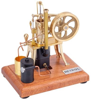 ToyGhillied RETROL Ångmotor set som körs – 1/12 RETROL metallmotormodell pumpning varmluft omrörningsmotor för vuxna, mekanisk teknisk gåva (RTR-version/guld)