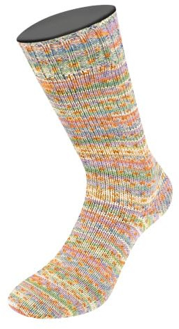 MEILENWEIT 100g Cotton Bamboo Sole Mix 6414 - Pink/Lila/Creme/Orange/Grün/Hellgrün