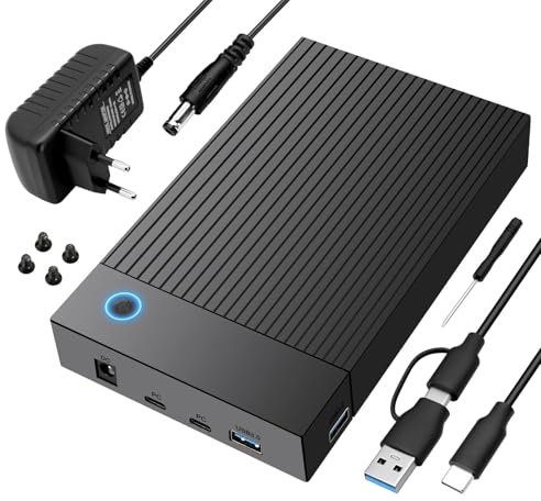 Gbformat 6 Gbps Docking Station per Dischi Rigidi, USB 3.0 SATA HDD Adattatore per Dischi Rigidi SATA HDD/SSD da 2,5/3,5 Pollici, Supporta Schede SD&TF con Alimentatore 12V/2A, UASP