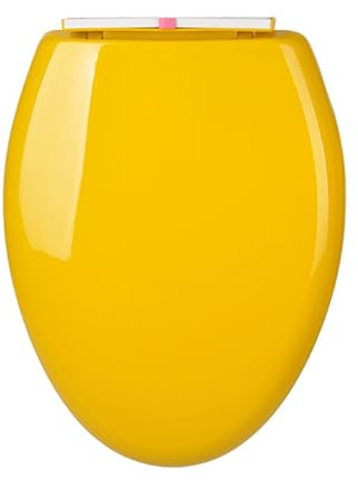 Brigtviee Wc-Sitz Mit Absenkautomatik,Toilettendeckel V-Form,Abnehmbarer Toilettensitz Aus Kunststoff,Oval Klodeckel,Ersatz-Wc-Brille,Klositz Mit Verstellbaren Scharnieren,36 * 47 cm,Gelb