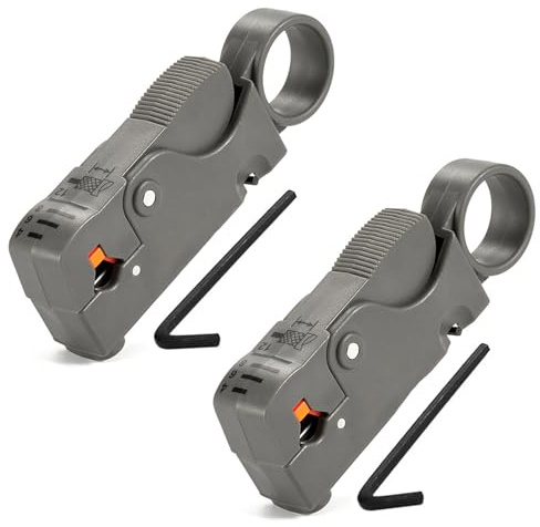 HUAREW Outil rotatif de dénudage de câble coaxial, Outil de dénudage de câble coaxial pour RG59 RG58 RG6 RG62, Facile à dénuder et à couper, Poignée portable (2 pièces)