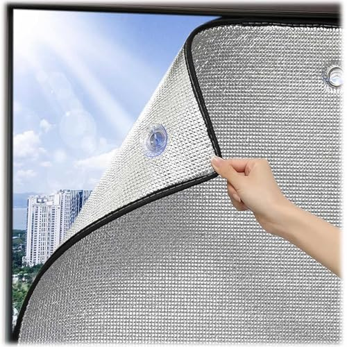 Fensterfolie Sonnenschutzfolie Sichtschutz Wärmeisolierung Doppelte Aluminium Isolierfolie Mit Saugnäpfen Für Fenster Verdunkelungsfolie Thermische Selbstklebend Sichtschutzfolie(100x140cm)