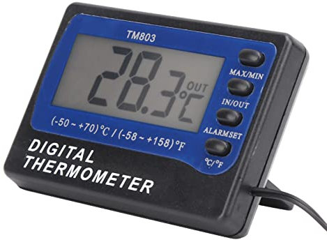 Ailgely TM803 Thermometer Digitales Temperaturmessgerät mit Alarmfunktion für Aquarienkühlschränke, Hohe Stabilität, Genaue Ergebnisse, Geringes Gewicht, Kompakte Struktur, Fernmessung