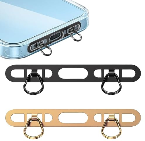 2 Stück Handykette Halterung für iPhone,Handy Kette Halterung,Mit Zwei Ringen,Robust Material Aus Edelstahl,Metall Telefon Haltelaschen Für Handytypen Anschluss Verhindert Das Fallenlassen Verloren