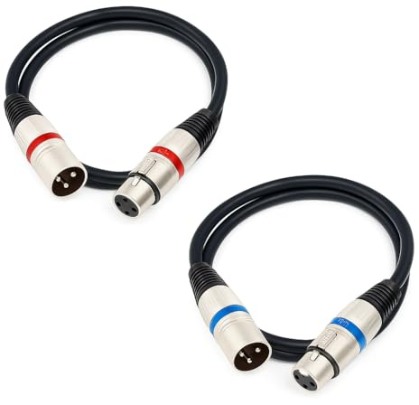 Postuvix 2M XLR Cable 2 Pack - Clear Stable Low-Noise Audio Transfer - 3-Pin Male to Female Shielded OFC Mic Leads for Microphone, Mixer, Studio, Live Stream & Stage