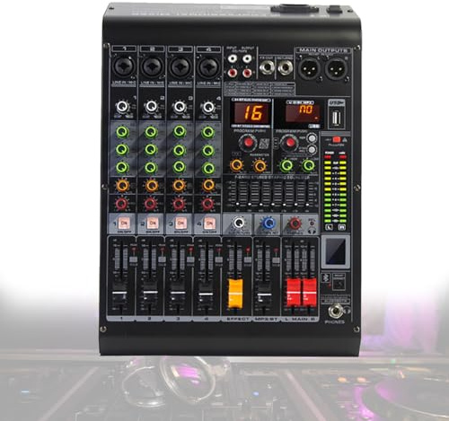 Zowdrix Mezclador De Canales, Mezclador De Audio Bluetooth Mp3, Mezclador De Audio De Estudio De 4/6/8 Canales, AlimentacióN Fantasma De 48 V, para Profesionales Y Principiantes 4Channel