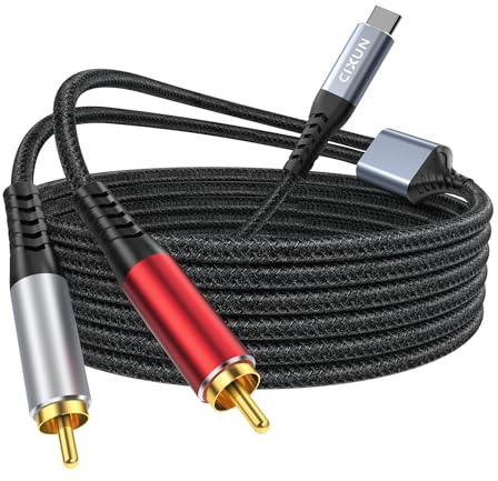 CIXUN Câble audio USB C vers RCA, type C vers 2 mâles RCA répartiteur, compatible avec téléphone, tablette, DVD, amplificateur, haut-parleur stéréo de voiture, Samsung Galaxy S23 (3 m)
