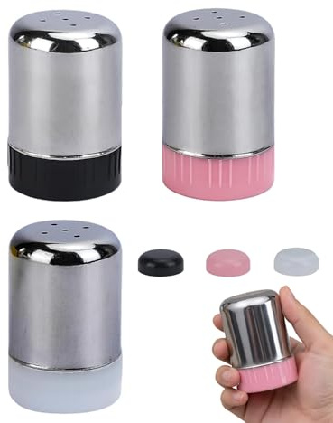 HUVZOR 3er Set Mini Salzstreuer mit Deckel, Edelstahl Salz- und Pfefferstreuer mit 5 Löchern - Perfekt für Unterwegs, Camping, Grillabende und Bento-Boxen, Praktisches Küchenzubehör für Restaurants