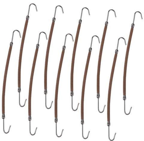 Coleteros Elásticos de Doble Gancho 20 Piezas Café Poliéster | Ajuste Personalizado para Coleta, Acabado Liso, Herrajes Flexibles, Formato Portátil para Peinado