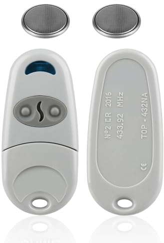2PCS Télécommande Universelle Portail 433,92 MHz, 2 Canaux Télécommande Porte de Garage pour TOP 432NA 432SA 432EE 432A, Bip Portail Copieur Longue Portée, Duplicateur Télécommande Portail Automatique