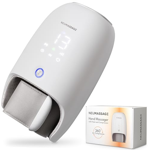 NEUMASSAGE Hand Massager with Heat, Cooling and Compression | Full-Hand and Wrist Coverage with Touchscreen & Palm Roller | Daily Massage at Home, Office, or Travel