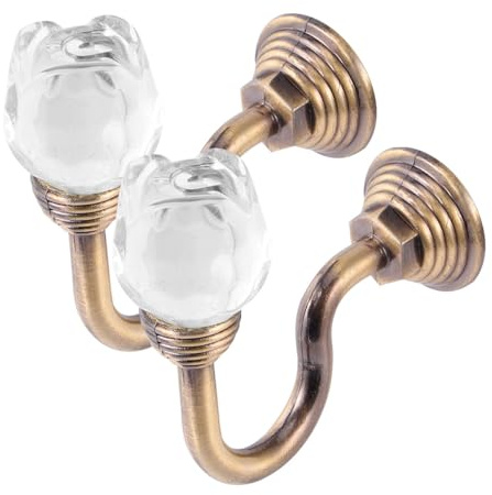 Homoyoyo Alzapaños de Cristal para Cortinas con Gancho de Pared de Aleación de Aluminio Estilo Europeo Retro Sujetador Decorativo para Visillos y Ropa Salón y Dormitorio Color Verde Patina