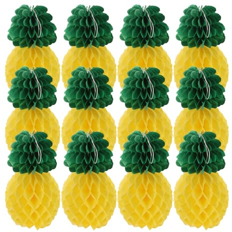 SHINEOFI 9 Stück Ananas Wabenbälle Papieranhänger 20cm Tropische Partydekoration Hawaii Stil für Hochzeit Geburtstagsfeier