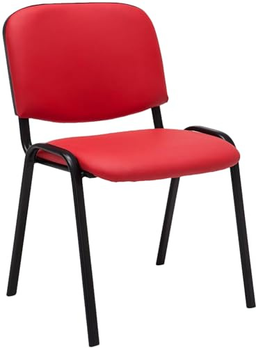 CLP Stapelstuhl Ken I Konferenzstuhl Mit Kunstleder-Bezug I Schwarzes Metallgestell Farbe rot
