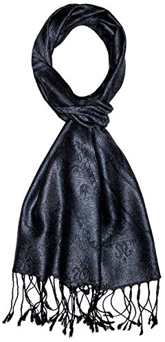 Lorenzo Cana - Herren Seidenschal Schal 100% Seide jacquard gewebt harmonische Farben mit Fransen 35 x 160 cm Paisley Muster Seidentuch