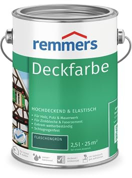 Remmers Deckfarbe flaschengrün, 2,5 Liter, Deckfarbe für innen und außen, Wetterschutzfarbe viele Untergründe, hochdeckend, wetterfest