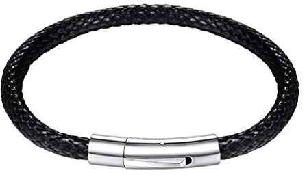 PROSTEEL Bracelet Garçon Corde Noir Tressé 5mm avec Fermoir Acier Inoxydable Longueur - 18cm/20cm