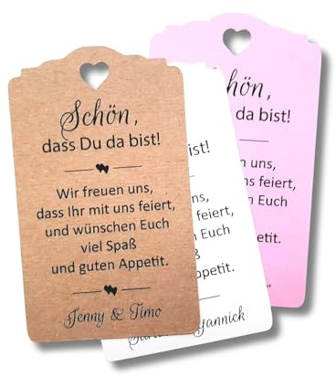 Willkommenskarten Gastgeschenke zur Hochzeit Geschenkanhänger Tags Papieranhänger Schön, dass Du da bist Hochzeit Taufe Kommunion Konfirmation Taufe Geburtstag