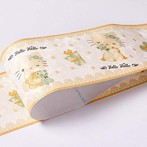 Borde del papel pintado Gato amarillo Auto Adhesivo del Papel Pintado del PVC Cenefa autoadhesiva para decoración de pared de cocina, baño
