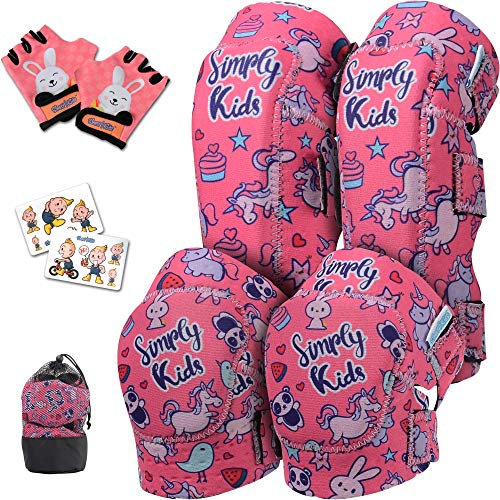 Innovative Soft Kids Knee and Elbow Pads with Bike Gloves I Toddler Protective Gear Set w/Mesh Bag I Bike, Roller-Skating, Skateboard Knee Pads for Kids Child Boys Girls