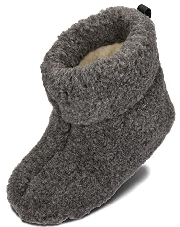 BeComfy Warme Hausschuhe Damen Herren Hüttenschuhe aus Schafwolle (Anthrazit, EU Schuhgrößensystem, Erwachsene, Numerisch, M, 43)