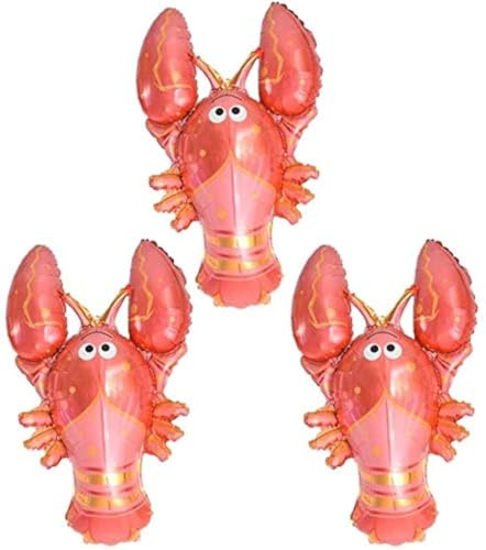 Happium Red Lobster Seafood Summer 28 Foil Party Balloon Décoration, Pack de 3, fête d'anniversaire pour enfants, cuisson au homard, festival de fruits de mer