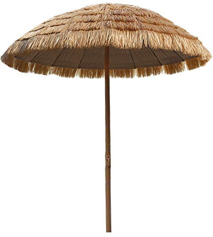 WWWRL Ombrello da Esterno in Paglia da Giardino Ombrellone da Spiaggia Rotondo in Paglia, Parasole in Stile Hawaiano per Giardino, Patio con Piscina da Spiaggia 170 Cm