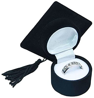Caja Para Anillos, Negro Caja Para Anillos, Graduación Caja Para Anillos, Diseño De Sombrero con Borlas, para Grado, Ceremonia De Graduación, Boda, Cumpleaños, Vacaciones (Negro)