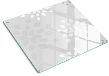 Tagliere in Vetro Temperato 60x52 cm con Piedini Antiscivolo Antigraffio Facile da Pulire con Stampe Durevole e Igienico Rettangolare Resistente al Calore da Cucina - Motivo floreale