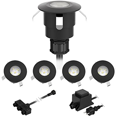 ledscom.de LED Bodeneinbauleuchte ATRIA für außen, IP65, schwarz, rund, 40mm Ø, warmweiß 5er Set