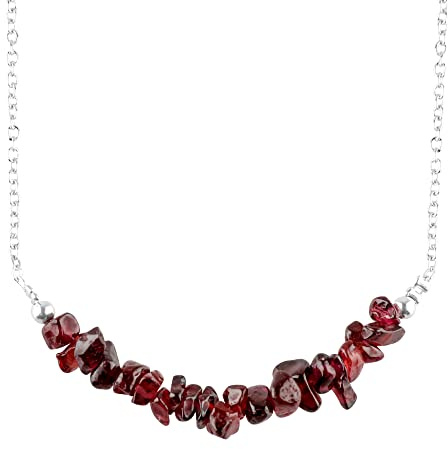 Collar de la barra de chips de granate rojo natural gemires, clúster de chips de 4-5 mm con cadena ajustable de 16 + 2 pulgadas (granate)