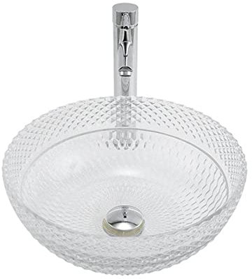 SXLSZ Aufsatzwaschbecken Waschschale transparent rund handwaschbecken klein g?ste wc Badezimmer waschbecken-mit Wasserhahn