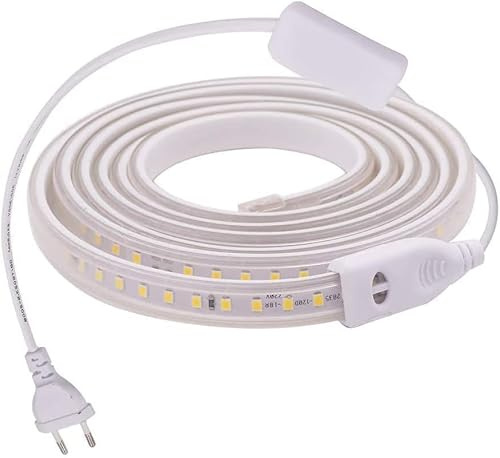 MUNDDY®- TIRAS DE LED MANGUERA LUZ 120 Chips/Metro SMD2835 Potencia 11W/M 3000K 4000K 6000K 220V Para INTERIOR Enchufe Incluido ALTA ILUMINACION (3 Metros, 4000K Blanco Neutro)