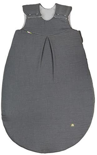 Odenwälder Musselin-Schlafsack Schlafsack Baby-Schlafsack Kinderschlafsack wattiert (Grey, 70 cm)