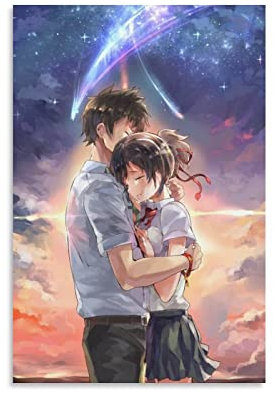 Ninainai Pósteres de dibujos animados de anime Kimi No Na Wa, hermosos pósteres de dibujo, impresión artística para pared, póster de pintura fotográfica colgante, decoración familiar, 24 x 36