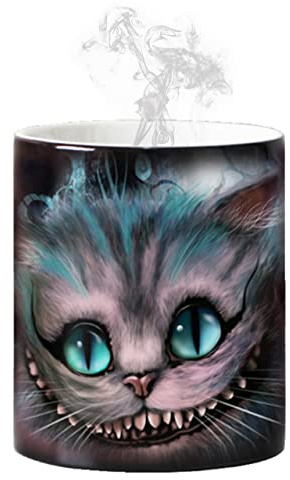 Ariycaz Kaffeetassen,Cheshire cat wärmeempfindliche Keramik-Kaffeetassen Zauberbecher Perfektes Neuheitsgeschenk Vatergeschenke 350 ml (12oz)…