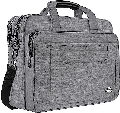 MATEIN Laptoptasche 15,6 Zoll, Laptop Tasche Business Aktentasche Herren Notebook Computer Multifunktionale Business Schulter für Männer Frauen Umhänge Tasche, Grau