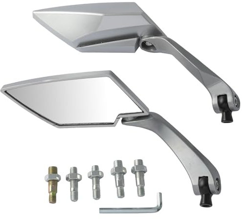 Espejos Moto Universal Retrovisor Motocicleta Custom Bobber Chopper Plata