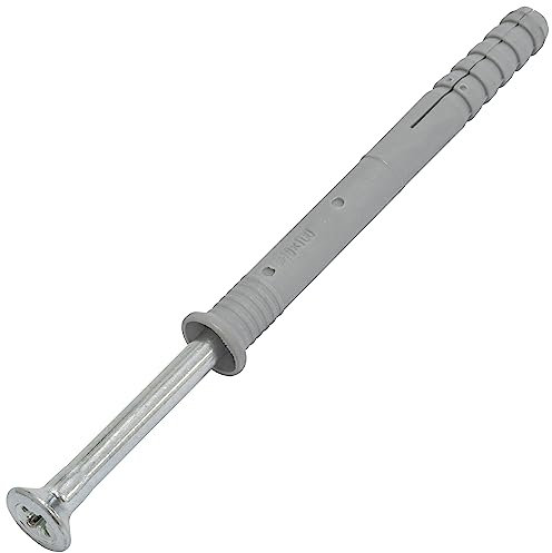 AERZETIX - C67168 - Lot de 25 Chevilles à Clou Ø10x100mm à collerette biseautée en polyéthylène + 25 Clou-vis Ø6.9x110 mm à tête fraisée PZ3 en Acier - à Frapper - ossature métallique béton Brique