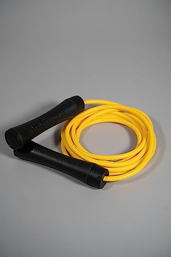 Rush Athletics Nova Rope - Weighted Speed Skipping Rope, Best for Boxing MMA Cardio Fitness Training - Adjustable 10ft Jump Rope (BLACK-YELLOW)